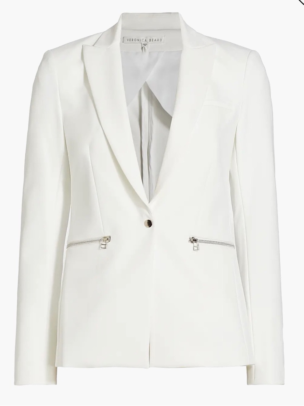 Veronica Beard White Scuba Dickey Blazer US 12 Large Retails $650